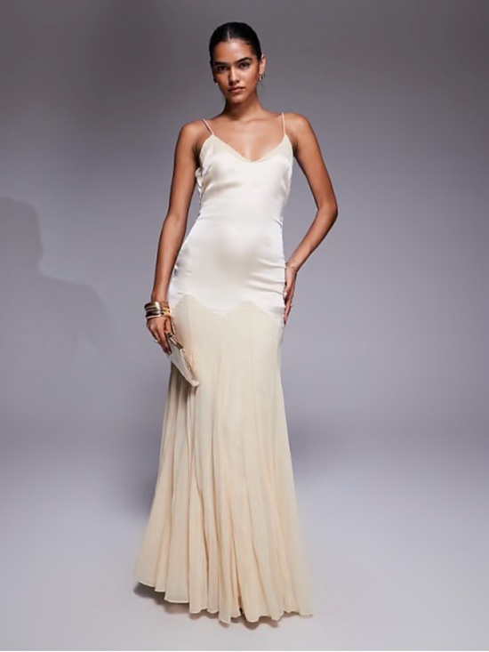 ASOS Dresses & Skirts - ASOS Satin Slip Maxi Dress Cream Ivory Cami Formal Gown Size 10 NWT